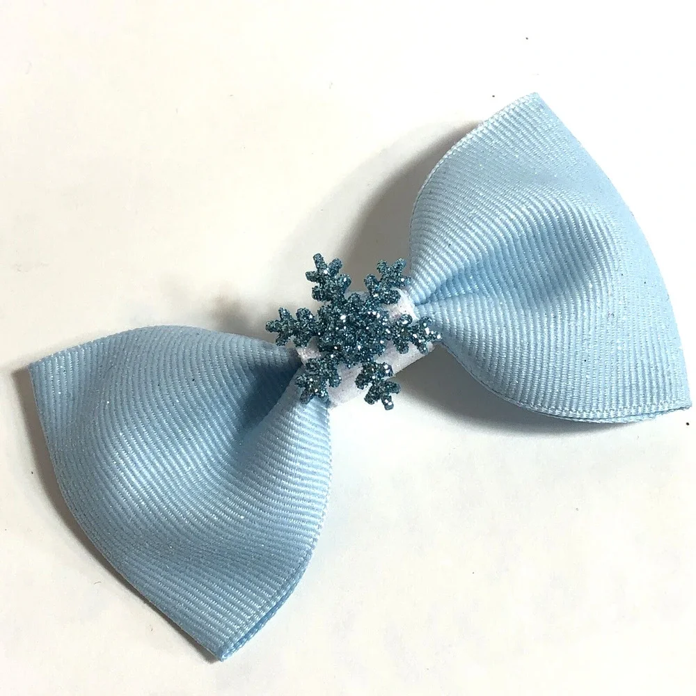 Winter Hair Clip Barrette Lot Ribbon Bow Knot New Coquette Glitter Red Blue